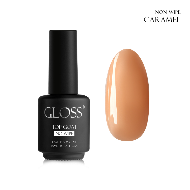 Jel cila için kamuflaj üst kat GLOSS Top coat Caramel, 15 ml